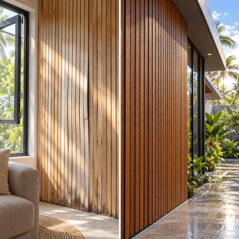 Indoor vs Outdoor Fluted Panels: What’s the Real Difference? 2 UV Protection Weather Resistance